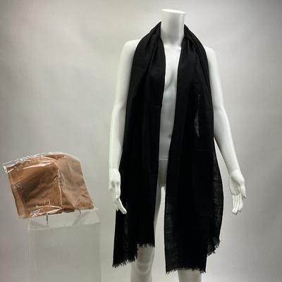1576 Pashmina Lot of 2 Black Orange