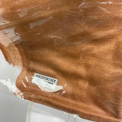 1576 Pashmina Lot of 2 Black Orange