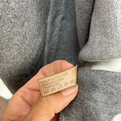 Lot 1569. Grey Colorblock Shawl/Wrap with Two Pompoms