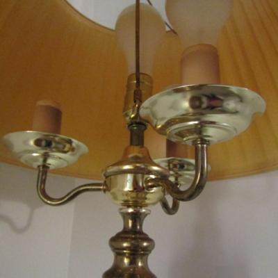 Candelabra Style Brass 3-Way Lamp with Shade- Approx 31