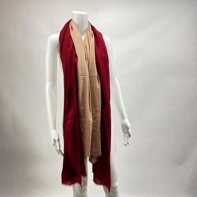 1578 Tan & Red Cahmere Wraps/Shawls/Scarves