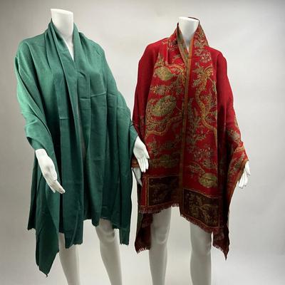 Lot 1574. Pair of Pashmina, one tapestry style & one solid