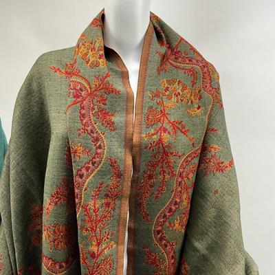 Lot 1574. Pair of Pashmina, one tapestry style & one solid