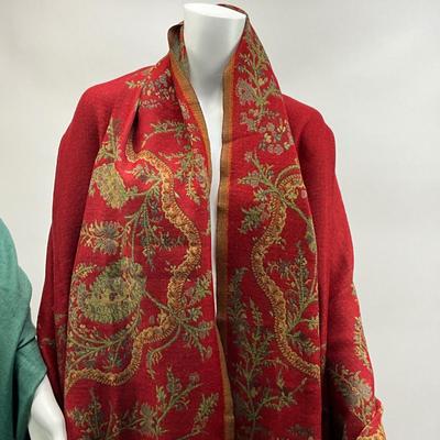 Lot 1574. Pair of Pashmina, one tapestry style & one solid