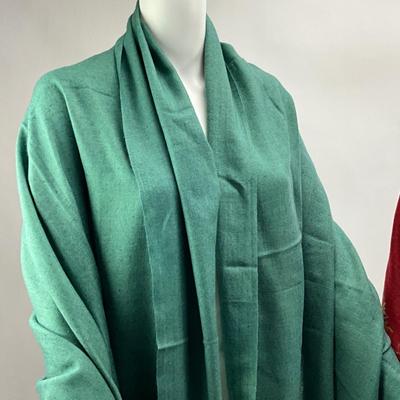 Lot 1574. Pair of Pashmina, one tapestry style & one solid