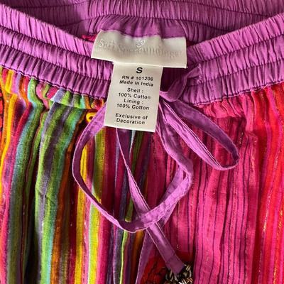 Lot. 1588 SOFT SURROUNDINGS Multicolored Skirt with tie & bells / Orange Top