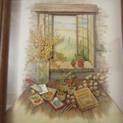 Framed 3-D Art- Gardener's Bench Theme- Approx 9 1/4
