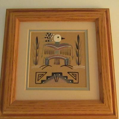 Framed Native American Sand Painting- Approx 11
