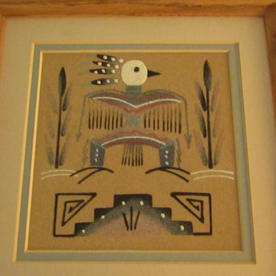Framed Native American Sand Painting- Approx 11