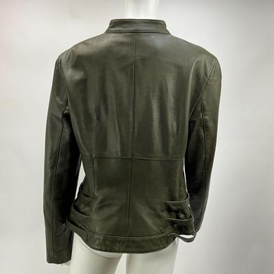 Lot 1596 Womenâ€™s Worth Olive Green Leather Jacket ( Size 12 )