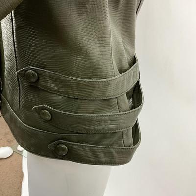 Lot 1596 Womenâ€™s Worth Olive Green Leather Jacket ( Size 12 )