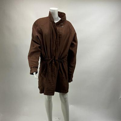 Lot 1598 Womenâ€™s Brown Leather Jacket - J. Peterman 100% Silk Jacket