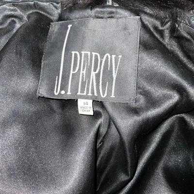 Lot 1600. J. Percy Genuine Leather Coat with Fur Trim ( size 14 )
