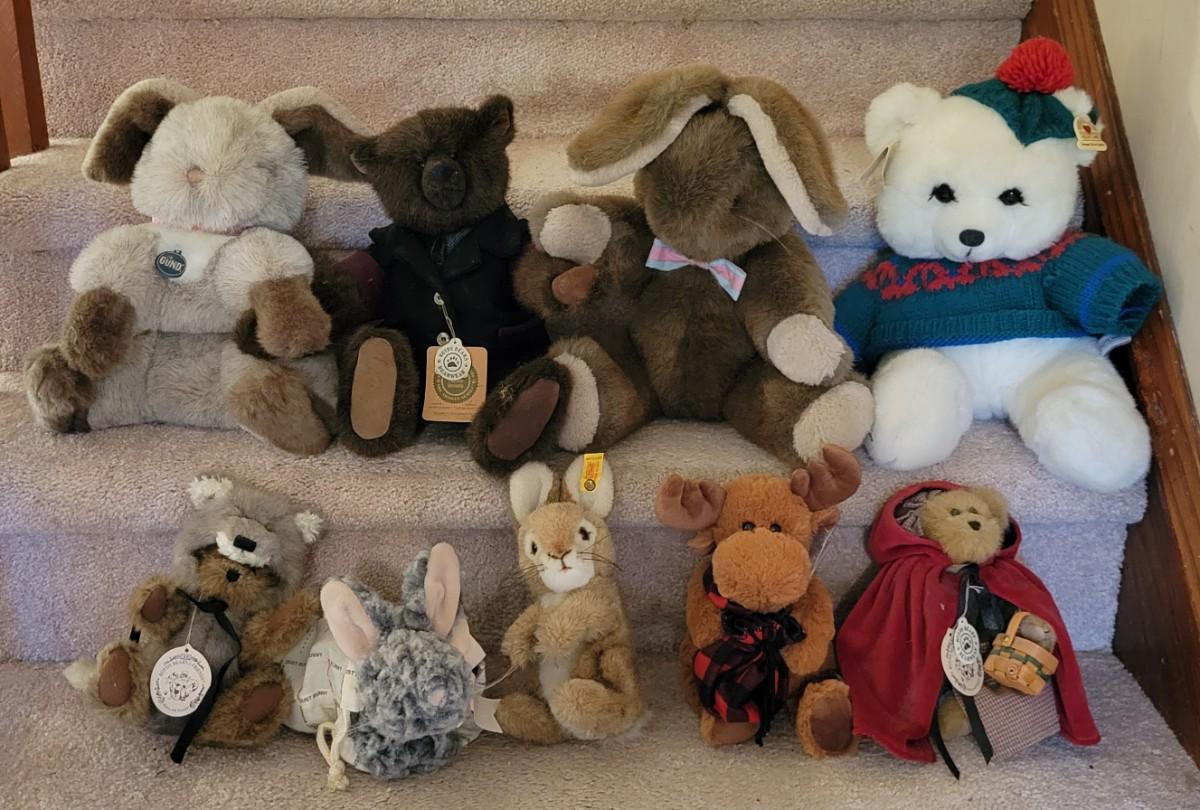 LOT 117L 9 Plush Animal Lot STEIFF, Boyd's, GUND