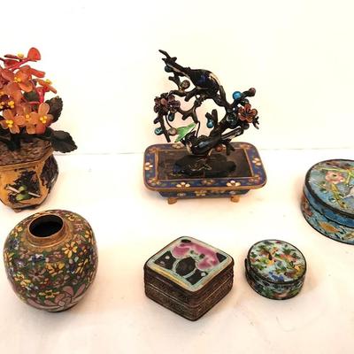 Lot #92  6 piece Cloisonne Lot