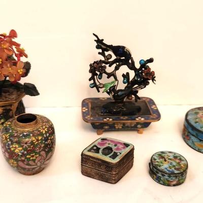 Lot #92  6 piece Cloisonne Lot