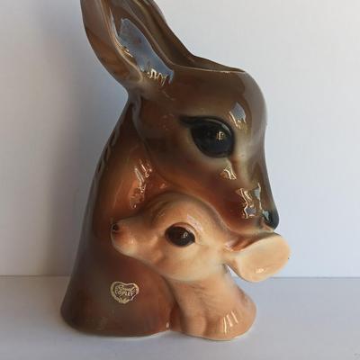 Vintage Royal Copley Deer Doe, Fawn Head Planter Vase