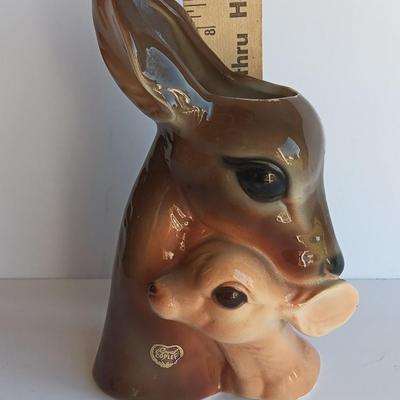 Vintage Royal Copley Deer Doe, Fawn Head Planter Vase