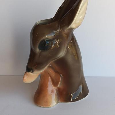 Vintage Royal Copley Deer Doe, Fawn Head Planter Vase