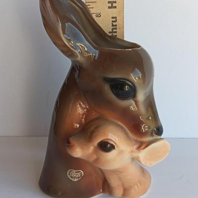 Vintage Royal Copley Deer Doe, Fawn Head Planter Vase