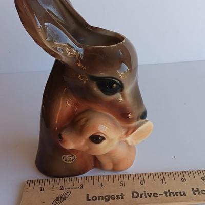 Vintage Royal Copley Deer Doe, Fawn Head Planter Vase