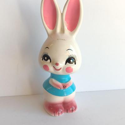 Vintage Japan Bunny Rabbit Kitsch Ceramic Rabbit Bunny Big Eyed Figurine