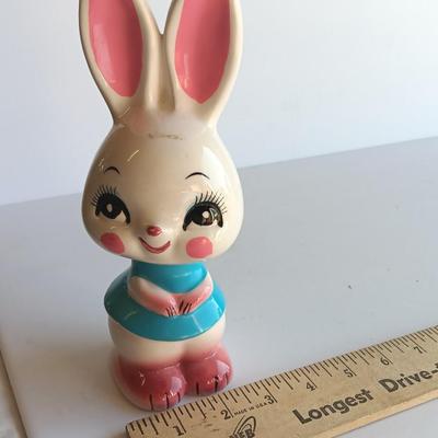 Vintage Japan Bunny Rabbit Kitsch Ceramic Rabbit Bunny Big Eyed Figurine