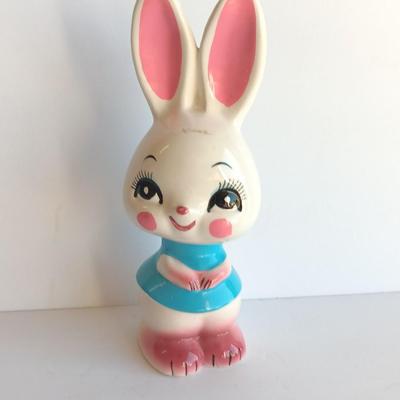Vintage Japan Bunny Rabbit Kitsch Ceramic Rabbit Bunny Big Eyed Figurine