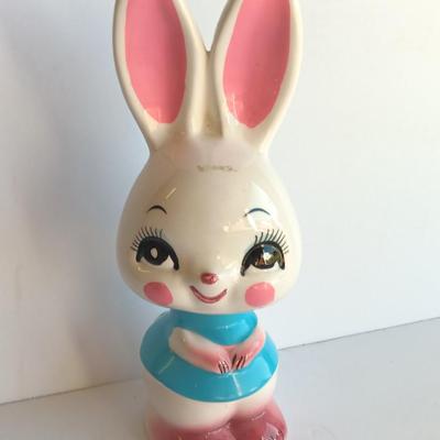 Vintage Japan Bunny Rabbit Kitsch Ceramic Rabbit Bunny Big Eyed Figurine