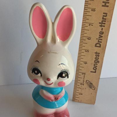 Vintage Japan Bunny Rabbit Kitsch Ceramic Rabbit Bunny Big Eyed Figurine