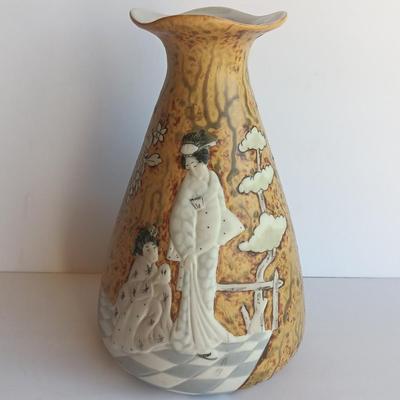 Vintage Geisha Glaze Vase Porcelain Vase Porceval Spain