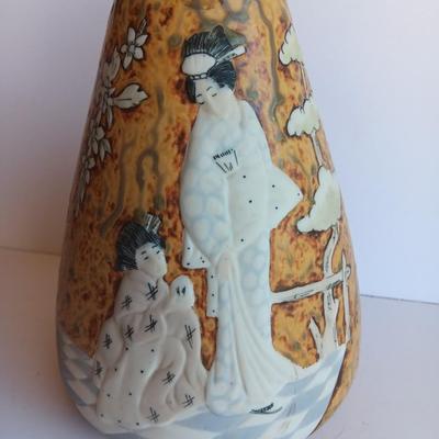 Vintage Geisha Glaze Vase Porcelain Vase Porceval Spain