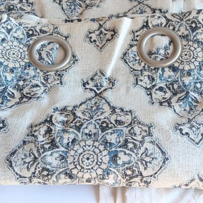 Two sets of 64" long Drapes / Curtains with metal rod rings