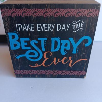 Framed cross stitch Hippie girl words of Wisdom And wooden Make every day the best day ever wall hanging.