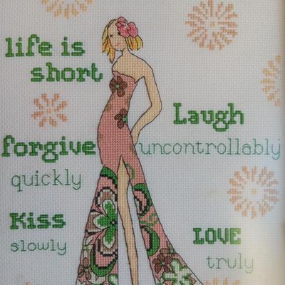 Framed cross stitch Hippie girl words of Wisdom And wooden Make every day the best day ever wall hanging.