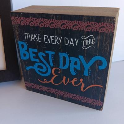 Framed cross stitch Hippie girl words of Wisdom And wooden Make every day the best day ever wall hanging.