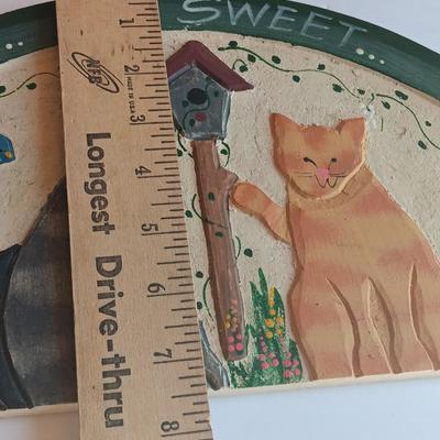 Wooden wall mount shelf with Home sweet Home wall hanging