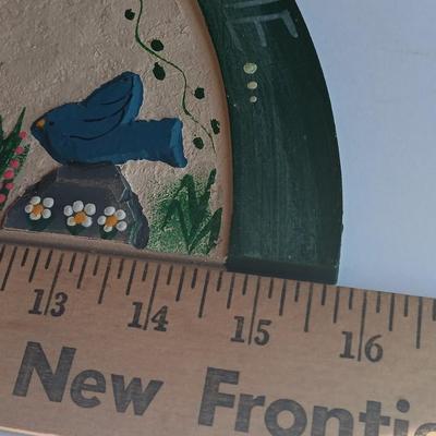 Wooden wall mount shelf with Home sweet Home wall hanging