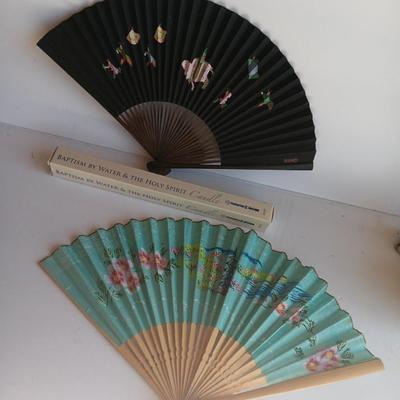 Two Asian themed collectible hand fans