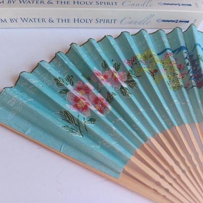 Two Asian themed collectible hand fans