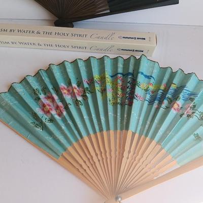 Two Asian themed collectible hand fans