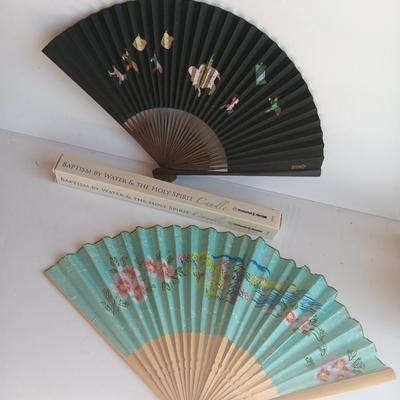 Two Asian themed collectible hand fans