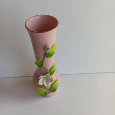 Vintage Lefton China hand painted vase with other dainty porcelain collectibles