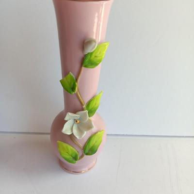 Vintage Lefton China hand painted vase with other dainty porcelain collectibles