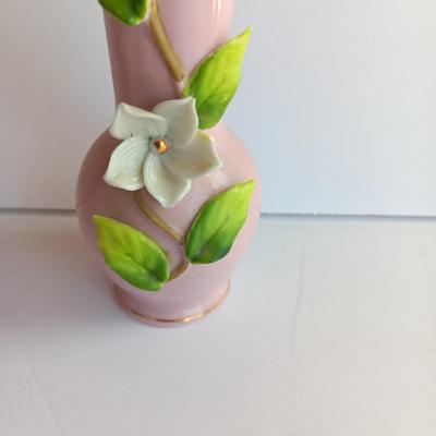 Vintage Lefton China hand painted vase with other dainty porcelain collectibles