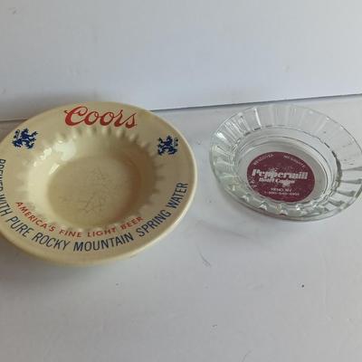 Vintage ashtrays Coors bar ashtray and Peppermill Reno Nv. ashtray
