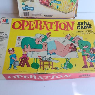 Pop-o- Matic Trouble game and Operation Game