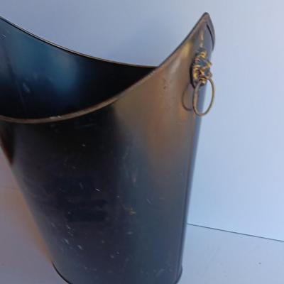 Vintage Metal Hand Painted floral tole. - lion head handled - bucket