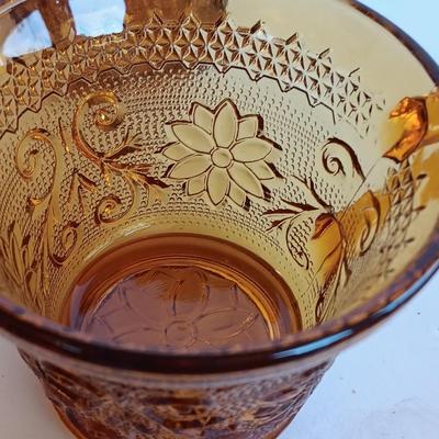 Set of 8, Amber / Honeycomb Color 1970s Indiana Glass Tiara Glass Coffee Cups,