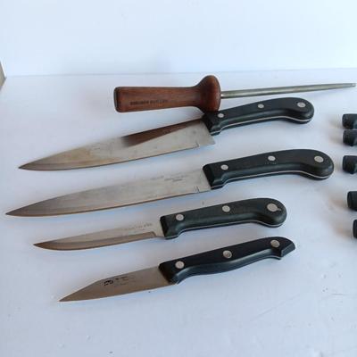 Variety of Kitchen Knives with Knife sharpener